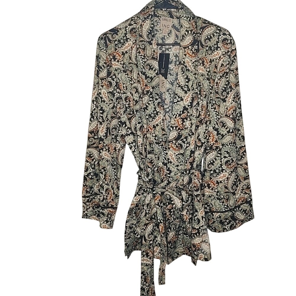 NWT JEANNIE MAI x INC Paisley Jacket with Tie Belt - Sz Large